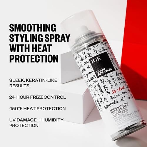 IGK GOOD BEHAVIOR Spirulina Protein Smoothing Spray | Keratin Like Treatment + Frizz Control + Heat Protectant | Vegan + Cruelty Free | thumbnail 2
