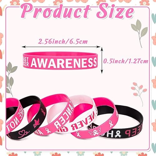 Moon Boat 144PCS Breast Cancer Awareness Bracelets Bulk - Pink Ribbons Hope Faith Strength Courage Stretch Wristbands for Women Gifts Party Supplies thumbnail 5