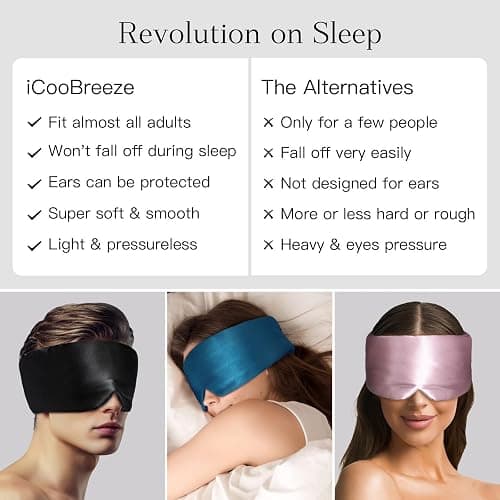 iCooBreeze 100% Natural Silk Eye Mask for Women Men, Soft Pressureless Cooling Blackout Eye Covers for Sleeping, Large Size Sleep Mask fits All Heads Adjustable, 1PC, Lotus Pink thumbnail 5