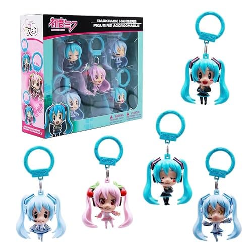 Just Toys LLC Hatsune Miku Backpack Hangers – 5‑Pack Sakura, Snow & Classic Miku Keychains – PVC Anime Hangers for Bags, Backpacks, Purses & Gifts thumbnail 2