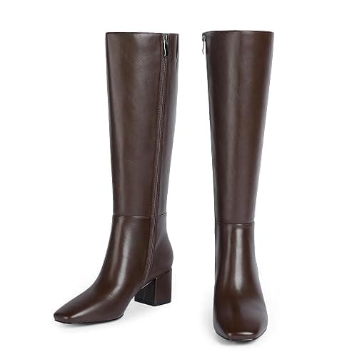 VIUGJNEX Knee High Boots Women Chunky Heel Square Toe Tall Boots for Women Block Mid Heeled Long Fall Boots with Side Zipper thumbnail 5