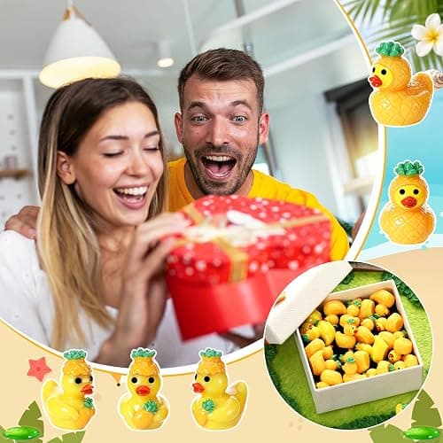 GGSTDDUP 50 PCS Mini Resin Pineapple Ducks, Summer Tiny Resin Animals Figures to Hide, Cute Toy Figures for Miniature Landscape Garden Accessories Dollhouse Cake DIY Home Decoration Party Favors thumbnail 7