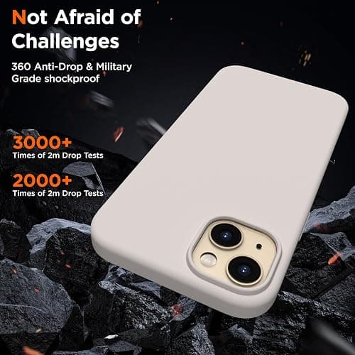 COFFKER Designed for iPhone 14 Plus Case Silicone, with 2X Screen Protectors, Full Body Shockproof Protective Cover, Liquid Silicone Slim Thin Phone Case for iPhone 14 Plus 6.7", Stone thumbnail 6