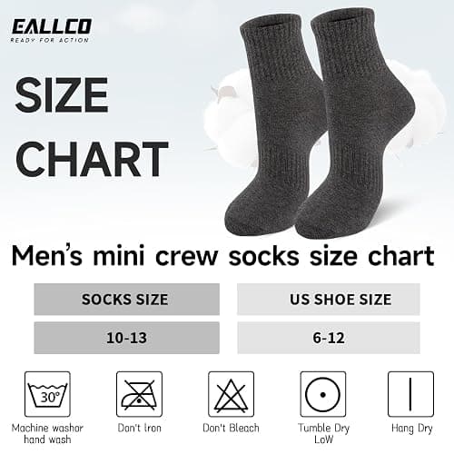 eallco Mens Ankle Socks Cotton Quarter Thin Ankle High Mini Crew Socks for Men 6 Pairs thumbnail 5