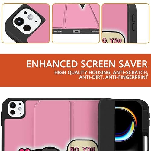 Cabreche Compatible with iPad Pro 13 Inch Case (M5/M4) 2025/2024 with Pencil Holder TPU Back Case Auto Sleep/Wake Cover for Girls Women Men Cute Preppy Cool-Pink Skull Skeleton thumbnail 5