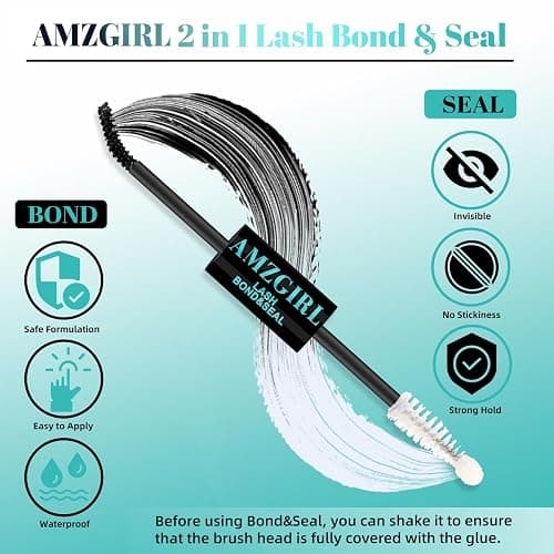 Lash Bond and Seal Eyelash Cluster Glue House of Lash Clusters Mascara Wand Glue 10ml Long Lasting 72 Hours Black Cluster Lash Glue + Lash Seal 2 in 1 Lash Clusters at Home By AMZGlRL(Black) thumbnail 2