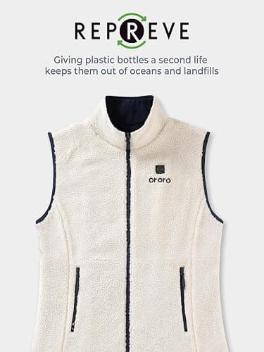 ORORO Women's Heated Recycled Fleece Vest with USB-C Rechargeable Battery thumbnail 3