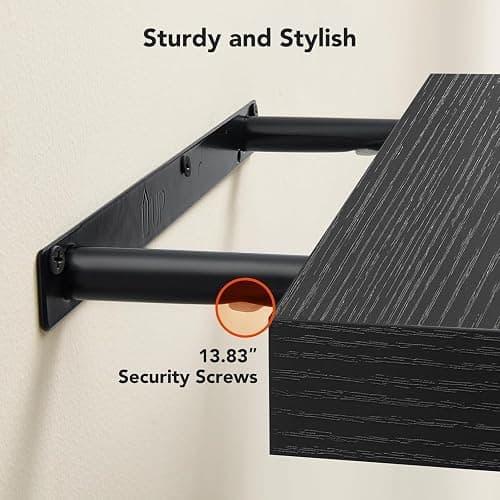 Amada HOMEFURNISHING Floating Shelves Wall Mounted, 15 x 7 Inch Wall Shelves for Bathroom, Bedroom, Living Room, Black Shelves Set of 2 thumbnail 5