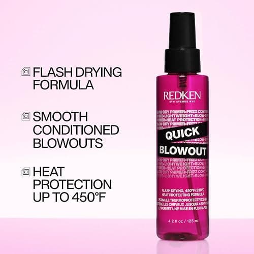 Redken Quick Blowout Heat Protectant Spray For All Hair Types - Smooths & Adds Shine, Lightweight Blowdry Styling Primer with Heat Protection thumbnail 2