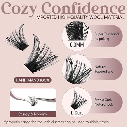 Azenlo Wispy Lash Clusters - 4 Styles 10-16mm DIY Eyelash Extensions, Natural Look Lightweight, Beginner Friendly Reusable 456pcs Individual Lashes for Everyday & Party Use thumbnail 4