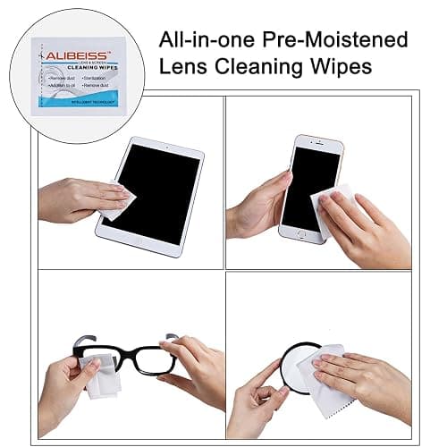 Pre-Moistened Lens Wipes ALIBEISS Screen Wipes for Glasses, Camera,Tablets, Smartphone, Screens and Other Delicate Surfaces,Pack of 100 thumbnail 5