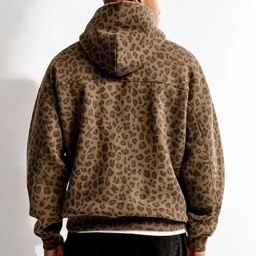 VOLYMOON Y2K Leopard Print Hoodies Oversized Cheetah Sweatshirts Vintage Trendy Casual Long Sleeve Pullover With Pockets thumbnail 3
