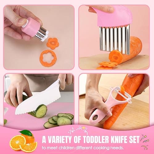 37PCS Kids Cooking Sets Real, Kids Cooking and Baking Gift Set with Storage Case Timer Kid Safe Knives Cutting Board, Toddler Real Kitchen Tools, Birthday Gifts for Girls Boys Age 3 - 8 thumbnail 5