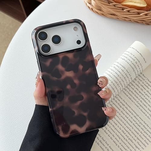 Longlayss Compatible with iPhone 17 Pro Max Case Tortoise Shell Phone Case for Women Girl Shockproof TPU and Hard PC Protective Cover - Amber Brown Leopard thumbnail 9