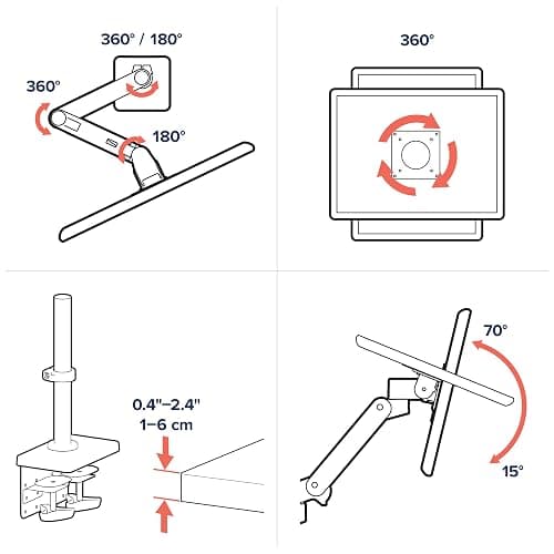 Ergotron – Upgraded LX Pro Premium Vertical Stacking Dual Monitor Arm, VESA Desk Mount – for 2 Monitors Up to 24 Inches, 4 to 22 lbs Each – White thumbnail 7
