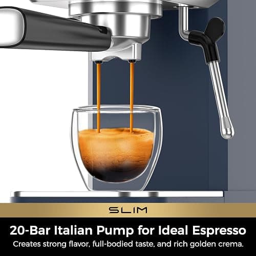 CHULUX Slim Espresso Machine with Milk Frother Steam Wand, 20 Bar Professional Italian Pump Espresso Coffee Machine for Home Cappuccino & Latte Maker, Navy thumbnail 4