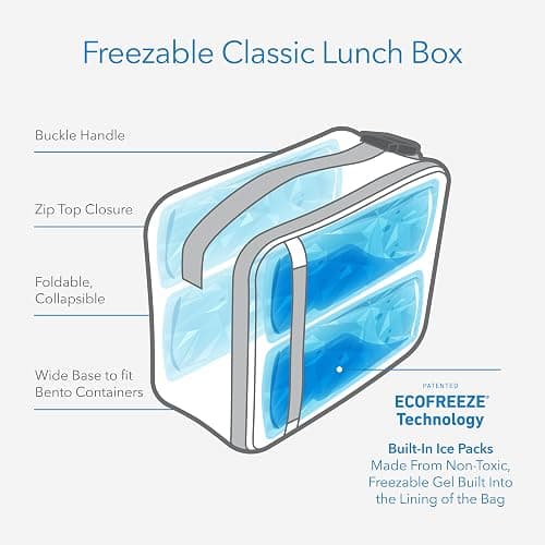 PackIt(R) Freezable Classic Lunch Box, Lavender, Built with EcoFreeze(R) Technology, Fully Freezable, Collapsible, Reusable, With Zip Front Pocket and Buckle Handle, Designed for Fresh Lunch On the Go thumbnail 3