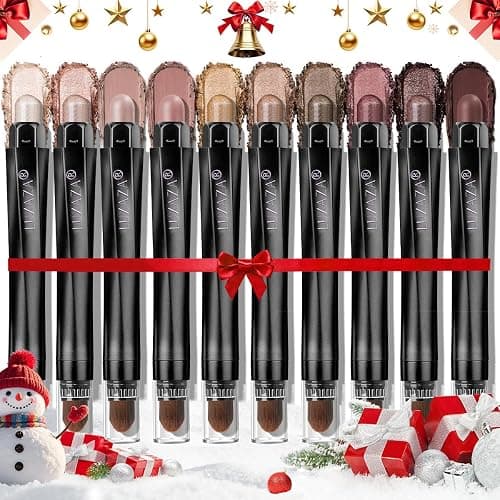 LUXAZA PRO Brown Eyeshadow Stick Makeup Set 10PCS, Neutral Shimmer And Matte Cream Eye Shadow Palette, Metallic Bronze Smoky Eyeliner Brightener Crayon Pencil Kit, Ideal Gift for Women -Espresso - Image 1