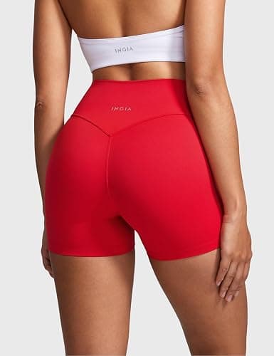 INGIA No Front Seam Biker Shorts 4''/ 6'' | High Waist, Running, Spandex, Yoga, Gym, Workouts Shorts, for Women thumbnail 2
