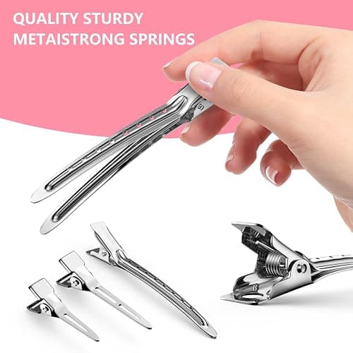 75pcs Duck Biled Hair Clips for Women, Duckbill & Metal Hair Clips for DIY Styling, Silver Hair Pins with Storage Case - Salon & Home Hair Accessories for Cutting, Rolling Long Hair thumbnail 4