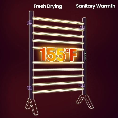 Poloma Wall Mounted & Freestanding Towel Warmer Rack for Bathrooms, Electric Heated Towel Rack Heater, Stainless Steel, Matt Black. thumbnail 4