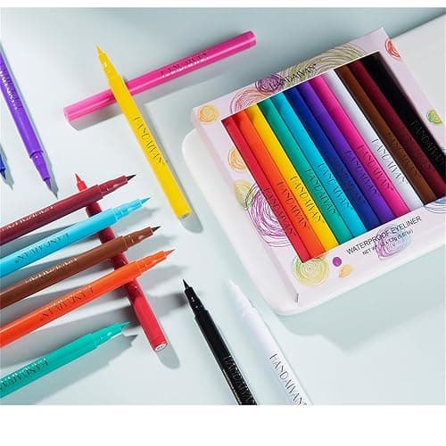 BONNIE CHOICE 12 Colors Matte Liquid Eyeliner Set, Colorful Neon Eyeliner Pencil Rainbow Waterproof Long Lasting Matte Colorful Milti-Functional Eyeshadow Pen Eye Makeup Valentines Day Gifts for Women thumbnail 9