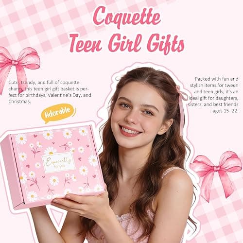 Gifts for Teenage Girls, Teen Girl Gifts Trendy Stuff, Birthday Gifts Preppy Valentines Day Gift for Teen Girls Coquette Cute Set for Girly Tween 12-14 Sweet 16-18 Daughter Sister Niece Friend Pink thumbnail 2
