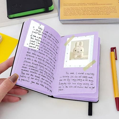 3.5x5.7inches Mixed Media Sketch Pad, 120GSM 32Sheets Folded Colored Paper Sketchbook for Drawing, Protable Hardcover Art Sketchbook for Painting, Writing, Journal.Purple thumbnail 5