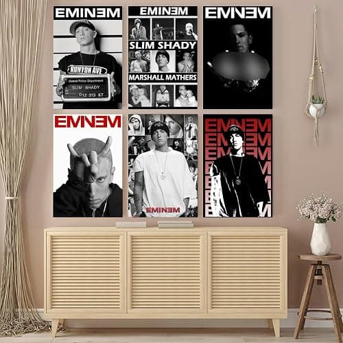 Xuseoua Eminem-Poster, Rapper-Musik, Vintage-Cover, Schwarz-Weiß, Wandkunst, Leinwandposter, Raumdekor, ästhetischer Poster, Druck, Dekorposter, 20 x 30 cm, Stil 1 thumbnail 8