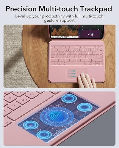 ESR iPad Air 13 Inch Case Keyboard (M3/M2, 2025/2024), Keyboard Case with Trackpad, Magnetic Detachable Keyboard with Backlit Keys, Fully Adjustable Portrait/Landscape Stand, Ascend Series, Pink thumbnail 5