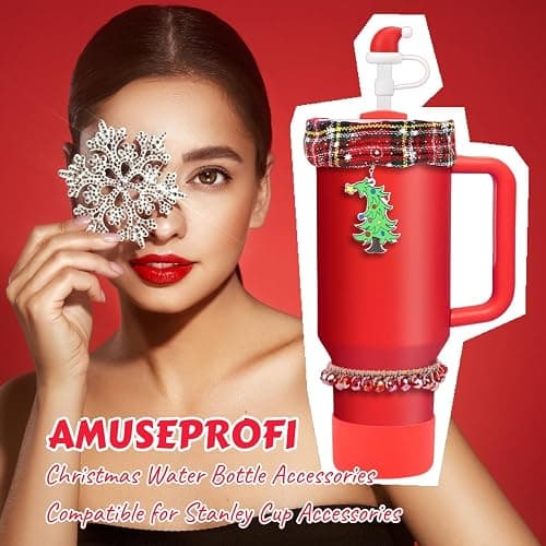 AMUSEPROFI Christmas Stanley Cup Accessories Set: Includes Straw Topper, 40oz & 30oz Red Boots, Charm, Tumbler & All Stanley Cup Accessories for Ultimate Functionality & Style thumbnail 4