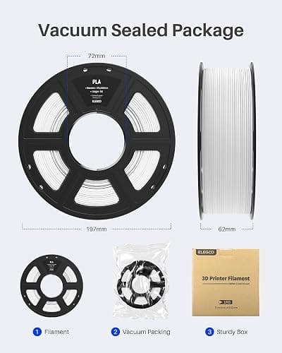 ELEGOO PLA Filament 1.75mm White 1KG, 3D Printer Filament Dimensional Accuracy +/- 0.02mm, 1kg Spool(2.2lbs) Fit Most FDM 3D Printers thumbnail 6