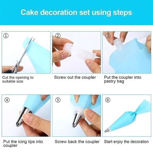 21pcs Cake Decorating Tool Kit – Includes 2 Silicone Reusable Piping Bags, 16 Piping Tips, 3 Cake Scrapers – DIY Cake Decorations and Baking Tools thumbnail 6