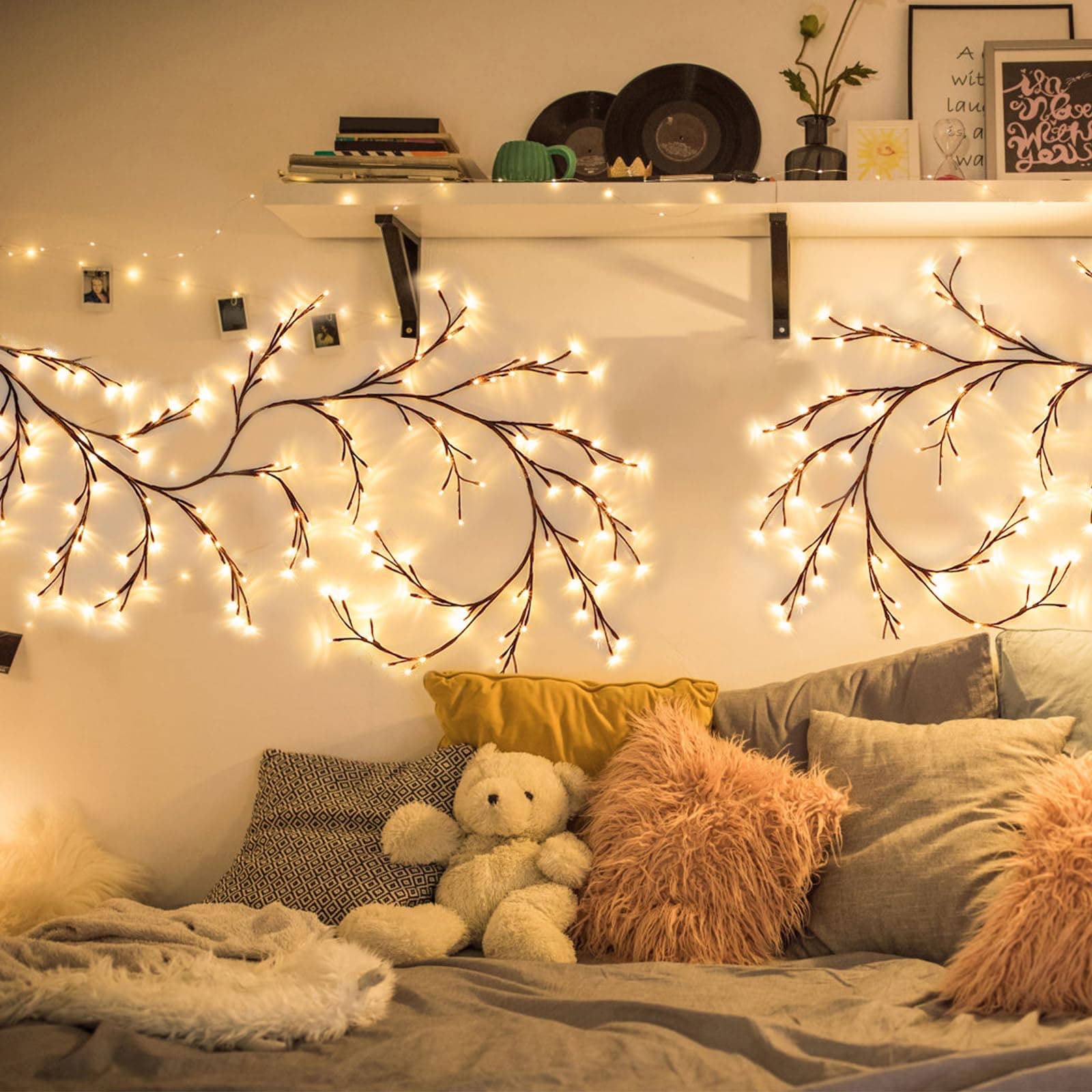 LED Light Tree, Light Trees, Wall Decoration, Home Interior Decoration, 144 LED Folding Lights Artificial Willow, for Wall, Bedroom, Living Room, Indoor Decoration thumbnail 3