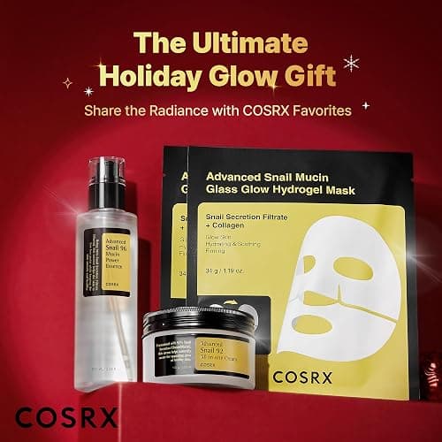 COSRX Snail Mucin Limited Holiday Gift Set with Snail Mucin Repairing Serum, Moisturizer & Collagen Face Mask, Korean Skin Care Set, Stocking stuffers, Gifts for Women, Amazon Exclusive thumbnail 2