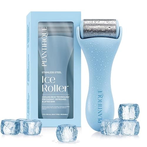 PLANTIFIQUE Ice Roller for Face & Eyes - Reduce Puffiness & Rejuvenate Skin | Stainless Steel Face Roller with Cooling Gel Beads - Lymphatic Drainage Massager - Cold Therapy for Skin - Image 1