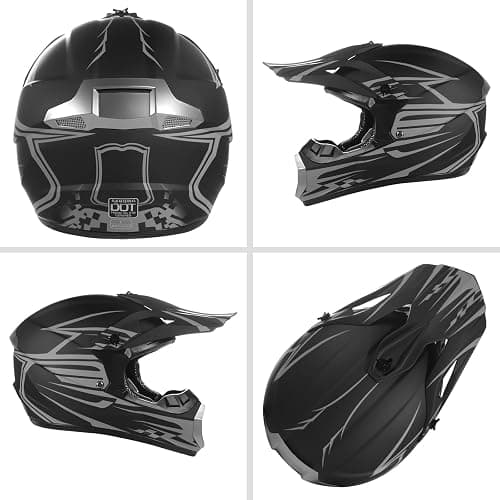 DOT Approved Youth Kids Motocross Helmet - Ultra-Lightweight Full Face Dirt Bike/ATV Helmet with Goggles, Gloves & Face Shield (4-Piece Set) thumbnail 3