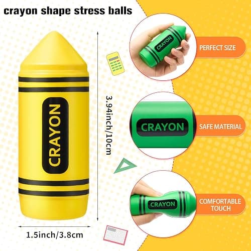 Wiwiqing 6 Pcs 3.94 Inches Crayon Stress Balls Toy Back to School Teacher Gift Kids Adult Classroom Student Incentives Reward Party Favor Prize Motivational Foam Stress Relief Slow Rising Hand Squeeze thumbnail 3