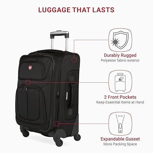 SwissGear Sion Softside Expandable Luggage, Black, 2-Piece Set (21/29) thumbnail 7