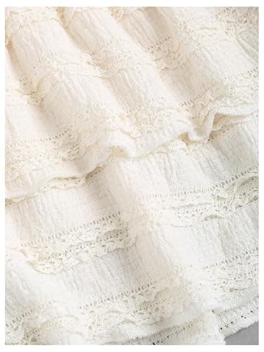Floerns Women Summer Beach Vacation Textured Lace Layered Ruffle Mini Skirt Elastic High Waist Y2k Cute Cake Skirts thumbnail 4