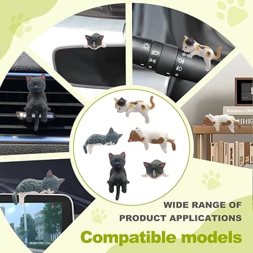 ABOTHGD 5 pcs Cute Cat Car Interior Accessories Dashboard & Rearview Mirror Decorations, Ornament for Cat Lovers Boys and Girls (Kitten) thumbnail 6