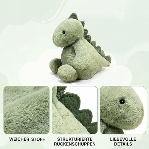 Dino Kuscheltier, Plüschtier Dinosaurier Kuscheltier - 25cm Süßes Dino Stofftier Kissen, Kawaii Plüschsaurier Schmusetier, Weiches Kissen, Emotionale Unterstützung, Schlafbegleiter, für Erwachsene thumbnail 5