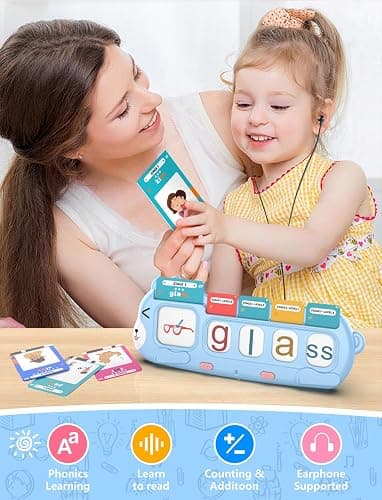 QuTZ Phonics Learning Toy for Preschool Kids – Talking Flash Cards with Sound Machine, Word Blending & Math Games – Educational Reading & Counting Activity Set 4-8 thumbnail 7