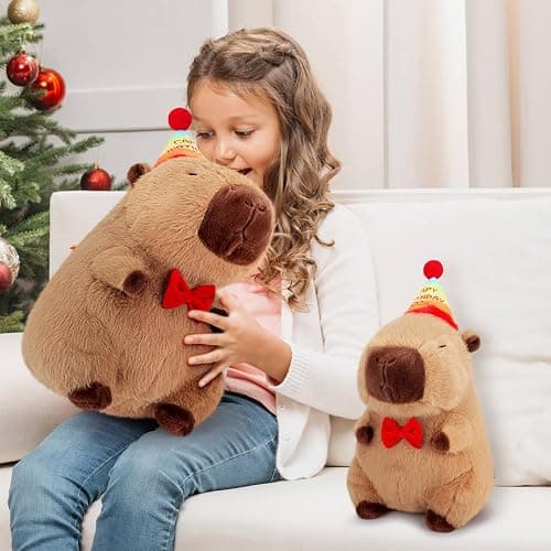 Achwishap Capybara Plush,Cute Plushies Capybara Stuffed Animal,Capybaras Plush Toys,Kawaii Plushie Stuffed Toy with Birthday Hat Plushie Gift for Kids Adults Birthday(Capybara with Birthdays Hat,12”) thumbnail 6