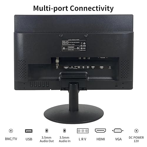 SKitphrati 15.6 Inch Small Monitor 1366x768 TN Screen Display Mini Monitor with HDMI VGA BNC Ports, VESA Mounting, LED Monitor for PC, Laptop and Computer, Built in Speaker thumbnail 6
