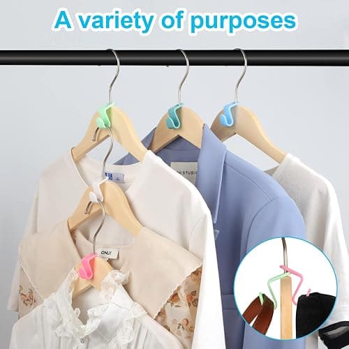 100 PCS Hanger Connector Hooks, Space Saving Hooks and Clips for Plastic Hangers (5 Color) - Color thumbnail 5