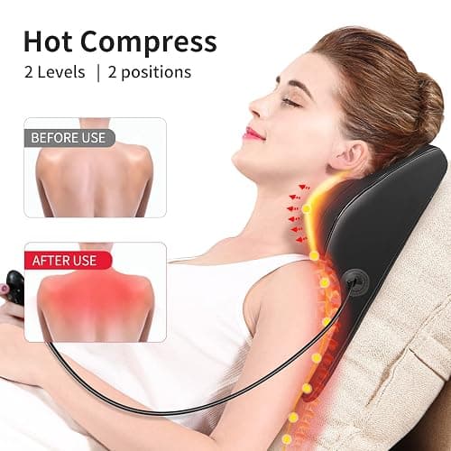 Boriwat Back Massager with Heat, 3D Kneading Massage Pillow for Back, Neck, Shoulder, Leg Pain Relief Deep Tissue, Gifts for Women Men Mom Dad thumbnail 3