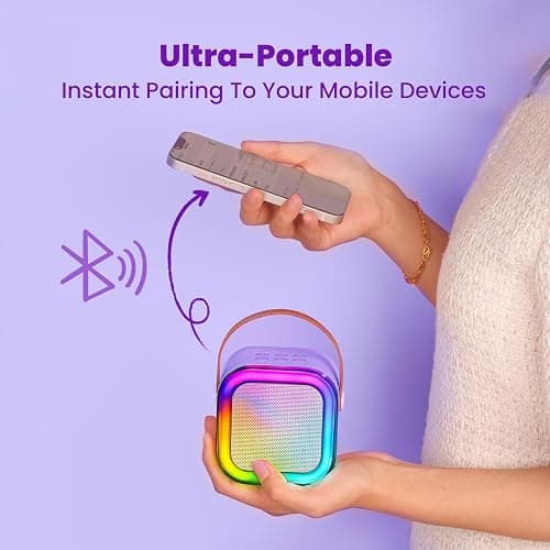 IROO Mini Karaoke Machine for Kids, 2025 TOP Toys Birthday Gifts Ideas for Girls Ages 4, 5, 6, 7, 8, 9, 10, 12+ Years Old, Portable MP3 Player with 2 Wireless Mics for Party thumbnail 5