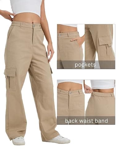 DAOAO Cargo Pants for Women High Waist Wide Leg Stretchy Pull On Baggy Casual Pants with Pockets thumbnail 6