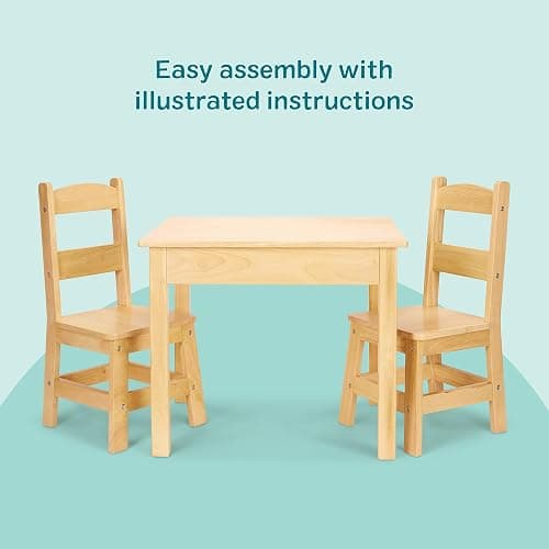 Melissa & Doug Solid Wood Kids Table and Chairs (2), Premium Quality Wooden Toddler Table and Chair Set for Kids Playroom Furniture & Montessori Classroom Furniture for Boys & Girls Ages 3+ thumbnail 6
